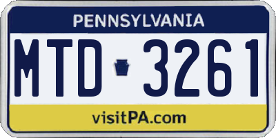 PA license plate MTD3261