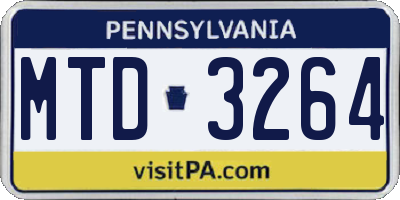 PA license plate MTD3264