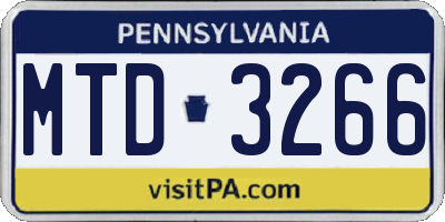 PA license plate MTD3266
