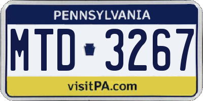 PA license plate MTD3267