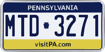 PA license plate MTD3271