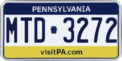 PA license plate MTD3272