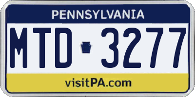 PA license plate MTD3277