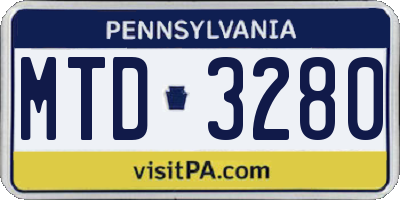 PA license plate MTD3280
