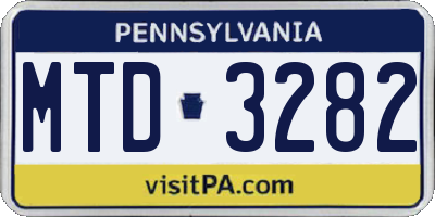 PA license plate MTD3282