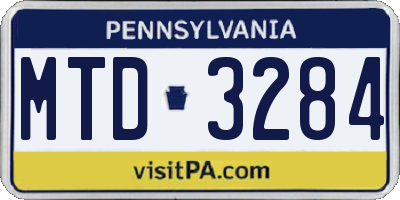 PA license plate MTD3284