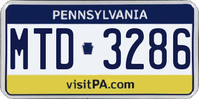 PA license plate MTD3286