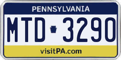 PA license plate MTD3290