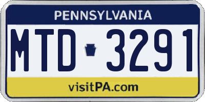 PA license plate MTD3291