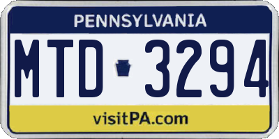 PA license plate MTD3294
