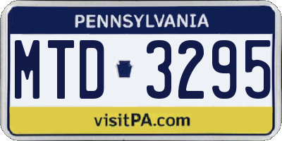 PA license plate MTD3295