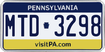 PA license plate MTD3298