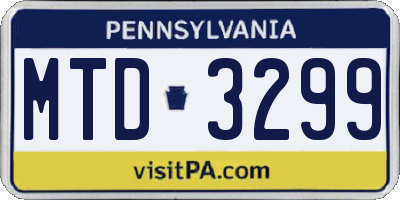 PA license plate MTD3299