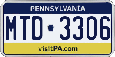 PA license plate MTD3306