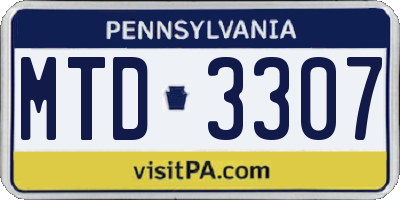 PA license plate MTD3307