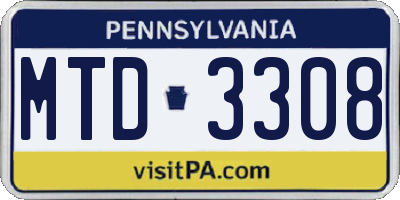 PA license plate MTD3308