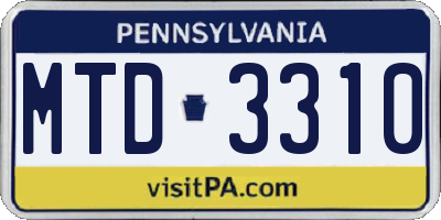 PA license plate MTD3310