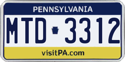 PA license plate MTD3312
