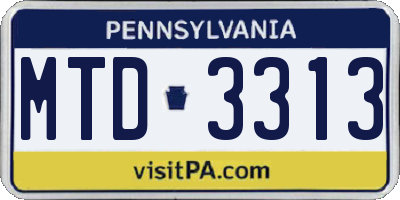 PA license plate MTD3313