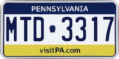 PA license plate MTD3317