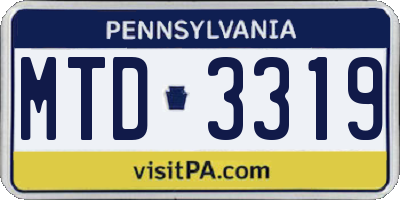 PA license plate MTD3319
