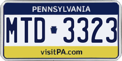 PA license plate MTD3323