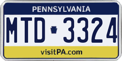 PA license plate MTD3324