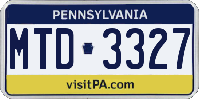 PA license plate MTD3327