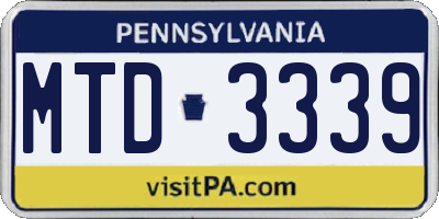 PA license plate MTD3339