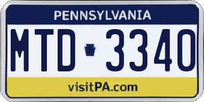 PA license plate MTD3340