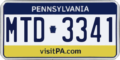 PA license plate MTD3341