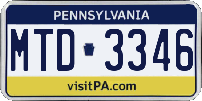 PA license plate MTD3346