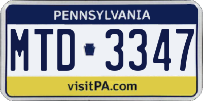 PA license plate MTD3347
