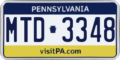 PA license plate MTD3348