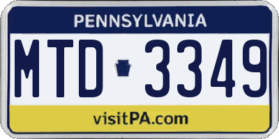 PA license plate MTD3349