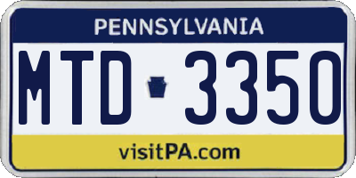 PA license plate MTD3350