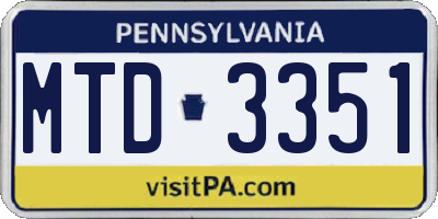 PA license plate MTD3351