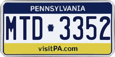 PA license plate MTD3352
