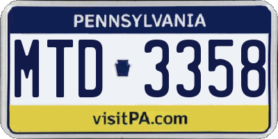 PA license plate MTD3358