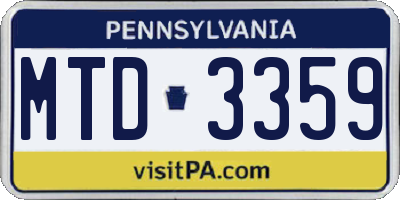 PA license plate MTD3359