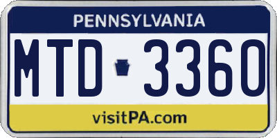 PA license plate MTD3360