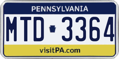 PA license plate MTD3364