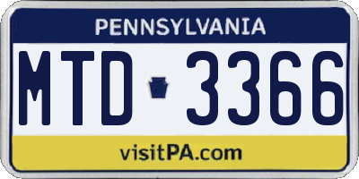 PA license plate MTD3366