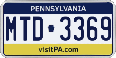 PA license plate MTD3369