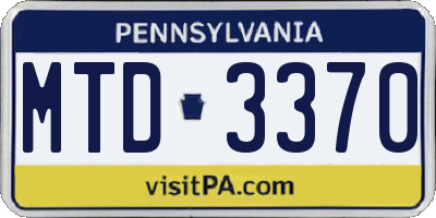 PA license plate MTD3370