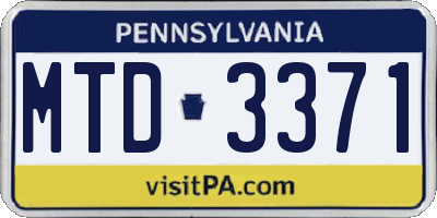 PA license plate MTD3371