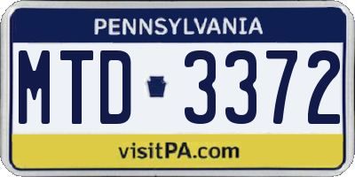 PA license plate MTD3372