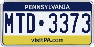 PA license plate MTD3373