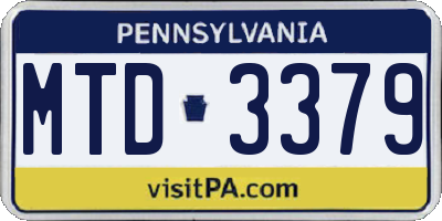 PA license plate MTD3379