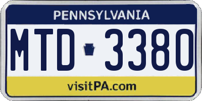 PA license plate MTD3380